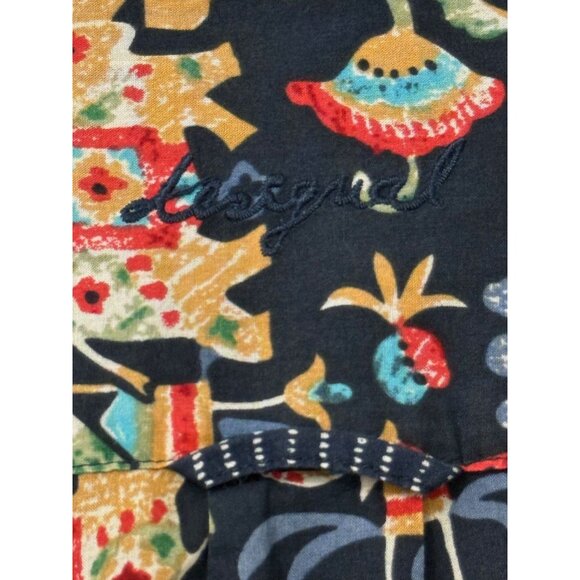 Desigual Man Button Down Shirt Colorful Tropical Elephant Artsy Size XXL Regular - Picture 4 of 10